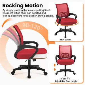 Yaheetech Ergonomic Mesh Office Chair with Lumbar Support - Red