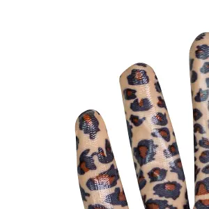 Mulch Leopard Print Gardening Gloves - 100% Polyester - Water Resistant Nitrile Palm - Medium Size 8 - 1 Pair