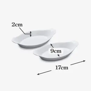 WM Bartleet & Sons Porcelain Traditional Oval Gratin Dish, Set of 2