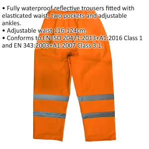 High Visibility Large Orange Waterproof Trousers with Adjustable Features