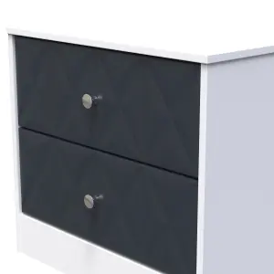 San Jose Ready assembled Indigo & white 2 Drawer Bedside chest (H)521mm (W)570mm (D)395mm