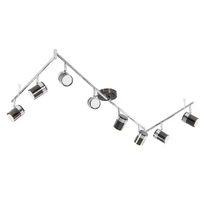 ValueLights Rosie Modern Black Chrome and Chrome 8 Way Adjustable Flexi Z Ceiling Spotlight