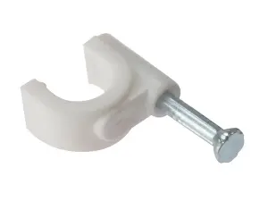 Forgefix Round White Cable Clips for 7-8mm Cables - Pack of 100