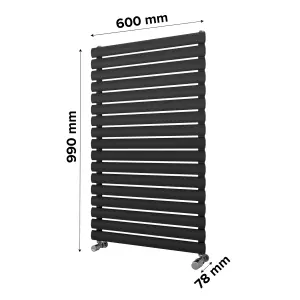 Ximax Champion FORH1164600A Anthracite Gas Horizontal Designer Radiator, (W)600mm x (H)990mm