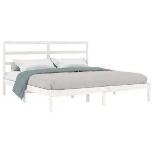 Berkfield Bed Frame White Solid Wood Pine 200x200 cm