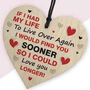 Red Ocean Valentines Gift For Him Or Her Love You Longer Valentines Day Gift Anniversary Present Wooden Heart