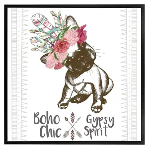 Portrait of french bulldog puppy (Picutre Frame) / 12x12" / Brown