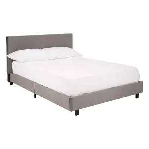 Interiors By Premier Compact Bed In Box In Brushed Steel Velvet, Minimalist Bed For Bedroom, Sturdy Bed With Vertical Stitching