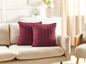 Set of 2 Cushions CADETIA Cotton 45 x 45 cm Solid Burgundy