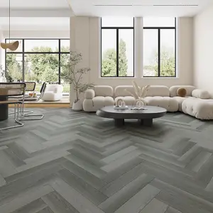 Dark Grey Wood Effect Herringbone Vinyl Tile, 2.0mm Matte Luxury Vinyl Tile For Commercial & Residential Use,5.0189m² Pack of 80