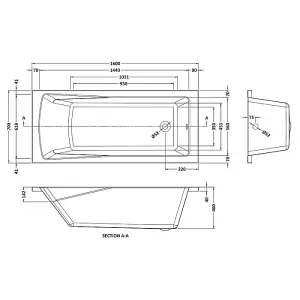 Dezine Florence 1600 x 700mm Straight Bath