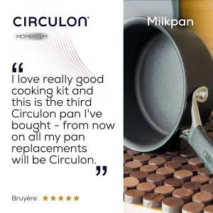 Circulon Momentum Black Round Hard Anodised Aluminium Non-Stick Milk Pan 14cm, 0.9L