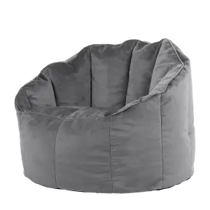 icon Sirena Scallop Chair Bean Bag Charcoal Grey Velvet Bean Bags