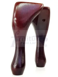 QUEEN ANNE WOODEN LEGS 250mm MAHOGANY HIGH SET OF 4 REPLACEMENT FURNITURE FEET   (Self Fixed)