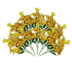 12 x 60cm Artificial Lily Stem Yellow (144 Flowers)