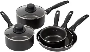 Dunelm Essentials Non-Stick Aluminium 5 Piece Pan Set, Black