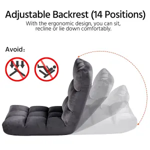 Yaheetech Portable Floor Sofa Chair with Adjustable Positions - Grey