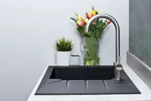 Liquida LP10BL 1.0 Bowl Composite Reversible Inset Black Kitchen Sink With Waste