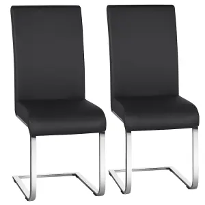 Yaheetech Set of 2 Black Faux Leather Dining Chairs with Metal Legs for Kitchen Dining Room