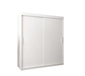 Tokyo Contemporary 2 Sliding Door Wardrobe 9 Shelves 2 Rails White Matt (H)2000mm (W)1800mm (D)620mm