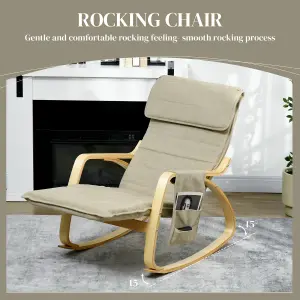 HOMCOM Rocking Chair Recliner Armchair with Adjustable Footrest, Cream White