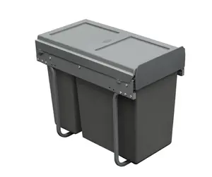 30L Dark Grey Pull Out Kitchen Waste Recycling Bin for 300mm Cabinet Base Mounted