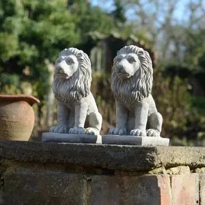 Pair of Small Bavarian Lion Garden sculptures