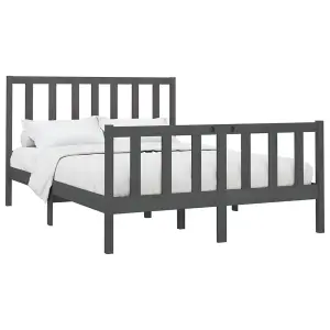 Berkfield Bed Frame Grey Solid Wood Pine 150x200 cm 5FT King Size