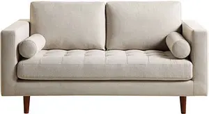 Henrietta 2-Seater Sofa, Beige Woven Fabric - Daals - Sofas