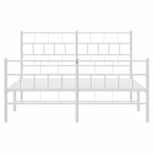 Berkfield Metal Bed Frame with Headboard and Footboard White 140x190 cm