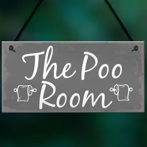 Red Ocean The Poo Room Shabby Chic Bathroom Toilet Loo Plaque Funny Novelty Decor Door Sign