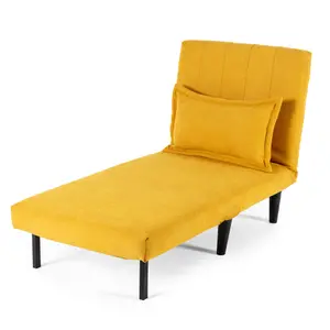 Harper 1 Seater Folding Clic Clac Fabric Living Room Lounge Futon Sofa Bed Mustard