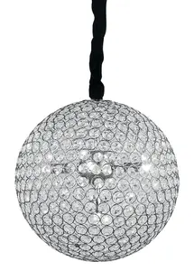 Luminosa PLANET 5 Light Spherical Pendant Ceiling Light Chrome, Crystals 35cm