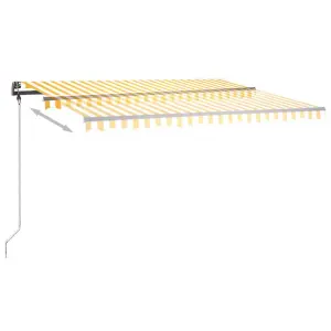 Berkfield Manual Retractable Awning with LED 450x350 cm Yellow and White