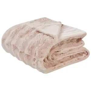 Blanket SALKA Faux Fur 200 x 220 cm Pastel Pink