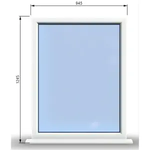 945mm (W) x 1245mm (H) PVCu StormProof Window - 1 Non Opening Window - Toughened Safety Glass - White