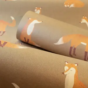 Galerie Great Kids Bronze Smooth Glitter Friendly Foxes Wallpaper Roll