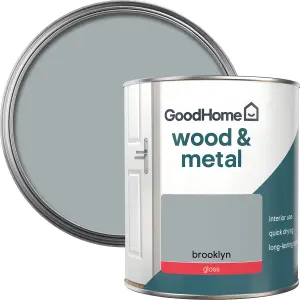 GoodHome Brooklyn Gloss Metal & wood paint, 750ml