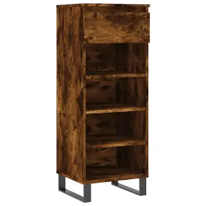 Berkfield Shoe Cabinet Smoked Oak 40x36x105 cm Engineered Wood