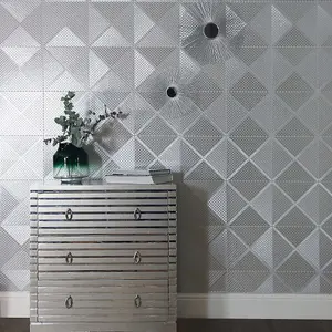 Silver Foil Diamond Geometric Wallpaper Textured Vinyl Shimmer Arthouse Gianni