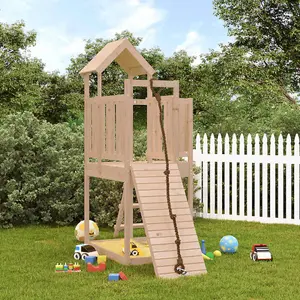 Berkfield Playhouse with Climbing Wall Solid Wood Pine