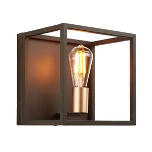 York Matt Bronze effect Wired Wall light