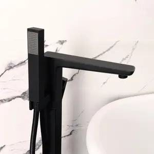 Zoia Black Floor Standing Bath Shower Mixer Tap