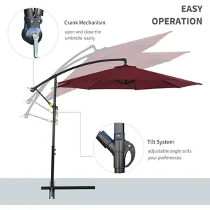 Oakland 300cm Cantilever Parasol Red