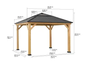 Sunjoy FSC Cedar Wood Gazebo PIRIN - 336cm x 336cm, Anthracite