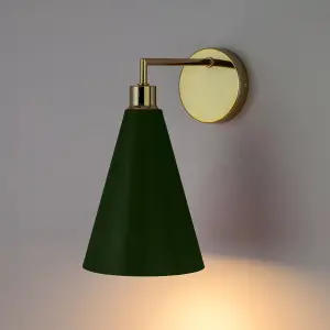 houseof Metal Cone Shade Wall Light - Olive Green