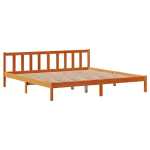 Berkfield Bed Frame with Headboard without Mattress Wax Brown 180x200 cm Super King