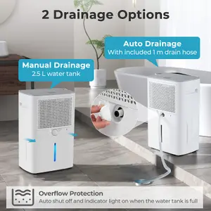 COSTWAY Dehumidifier 24 L Energy Efficient Dehumidifier w/ Auto Drain & 24H Timer