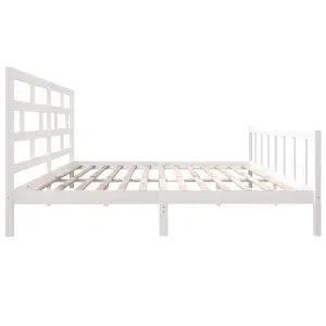 Berkfield Bed Frame White Solid Wood Pine 180x200 cm 6FT Super King 6FT Super King