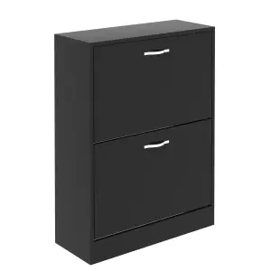 Vida Designs 2 Drawer Shoe Storage Cabinet Black